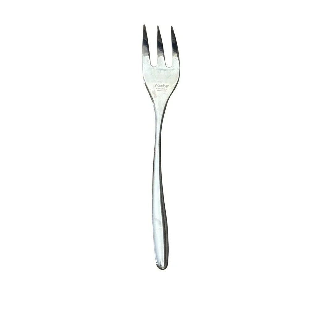 Nambe‎ Bend 3 Piece Stainless Steel Serving Set Spoon Slotted Spoon Meat Fork